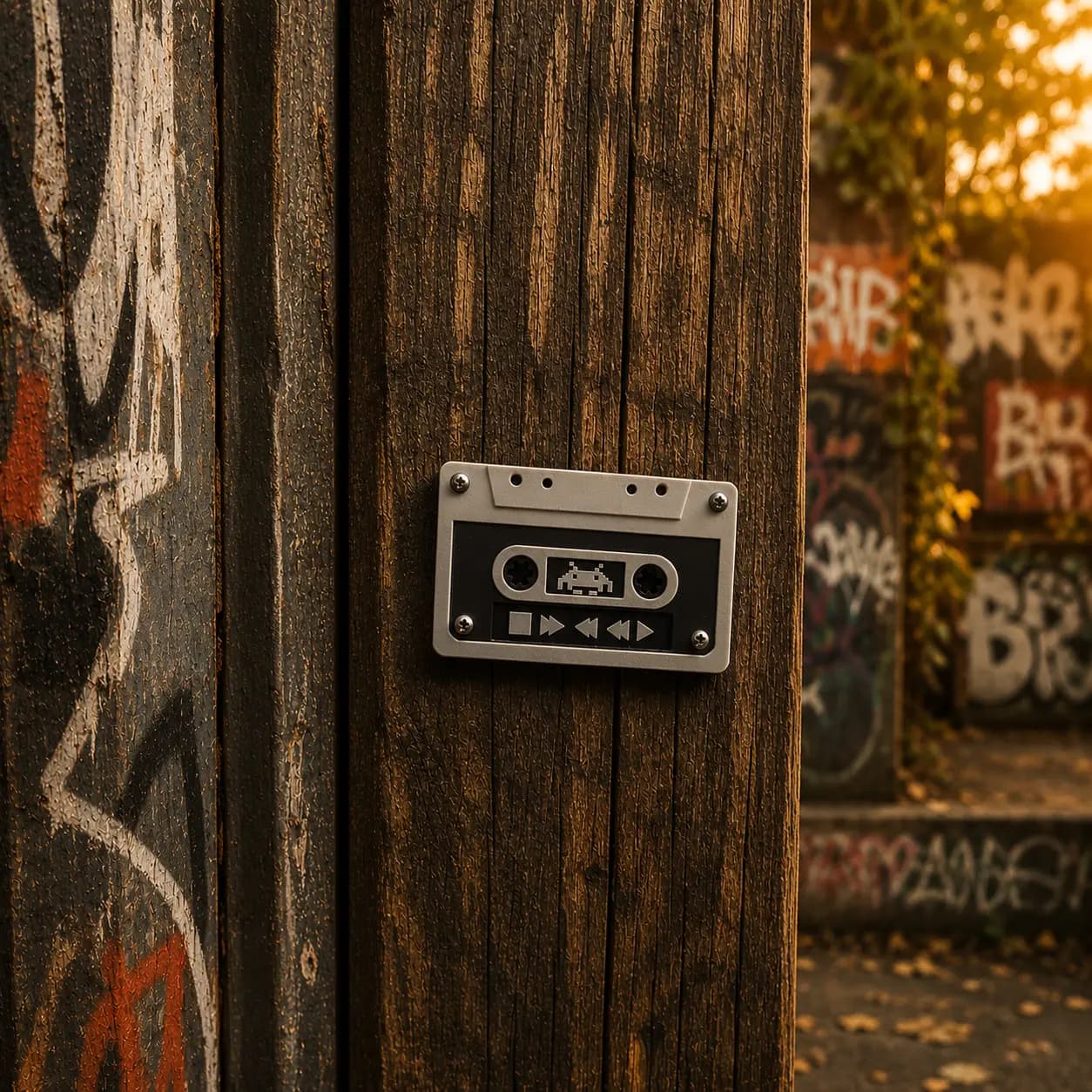 Cassette installation on a city wall