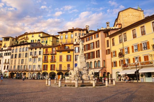 Medieval old town of Iseo with historic buildings on Lake Iseo