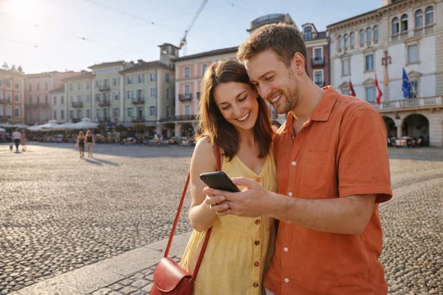 Amici che giocano a un escape game outdoor a Locarno
