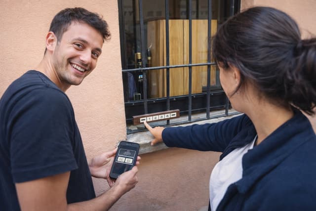 Freunde spielen ein Outdoor Escape Game im Zentrum von Varese