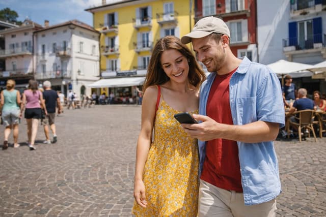 Amici che giocano a un escape game outdoor ad Ascona