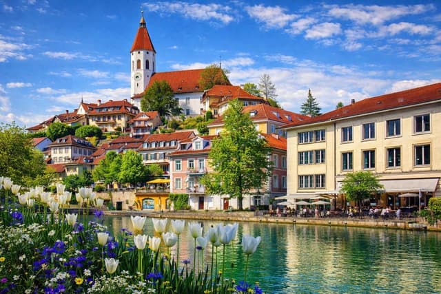 Old town of Frauenfeld with colorful historic buildings