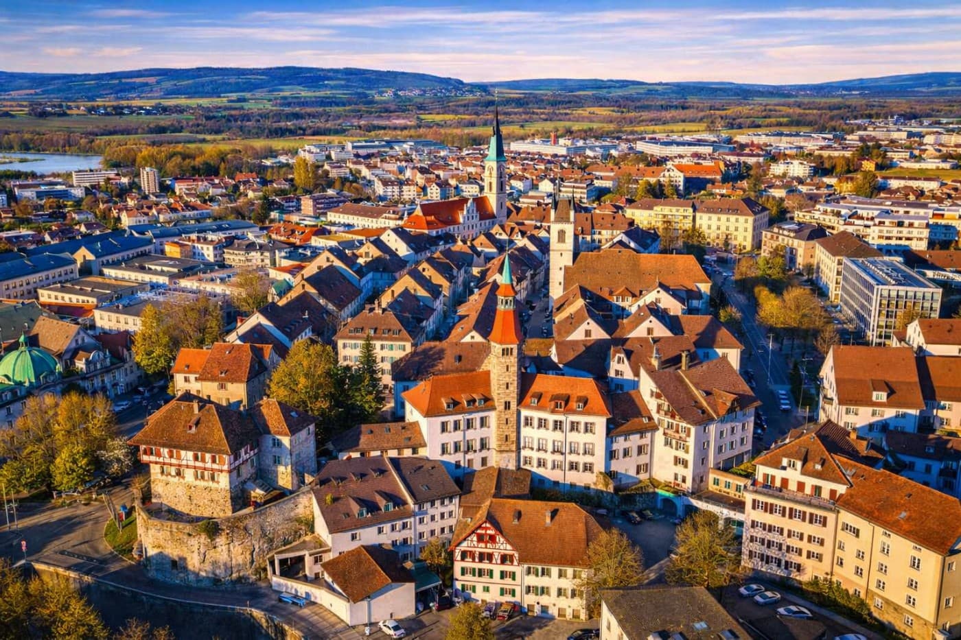 Panoramic view of Frauenfeld in Switzerland