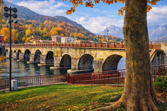 Azzone Visconti Bridge over the Adda river in Lecco