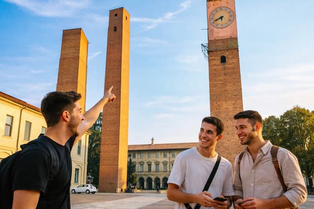 Freunde spielen ein Outdoor Escape Game in Pavia